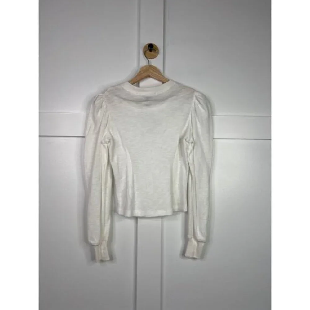 NEW Marissa Webb Blair Waffle Knit Puff Sleeve Pullover Top White Size: XS - Picture 6 of 7